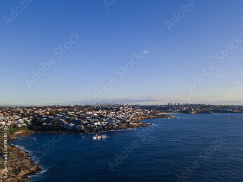 A view across Sydney easetern coastline with clear sky.