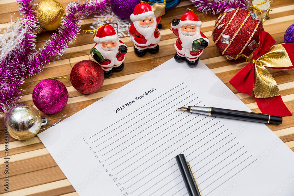 Fototapeta premium 2018 new year goals with xmas box and toys