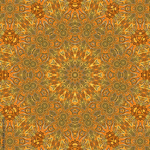 Golden Flower  ethnic seamless pattern