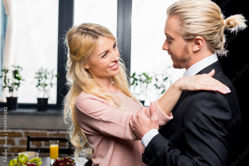businessman with wife at morning businessman with wife at morning