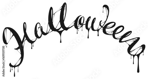 Halloween black letter text for greeting card