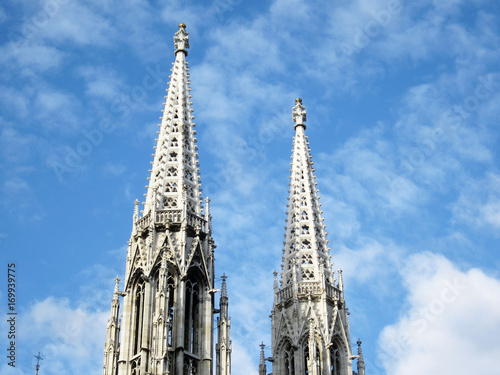 Votive Church spires in Vienna, Austria