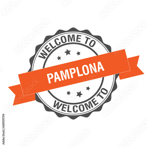 Welcome to Pamplona stamp illustration