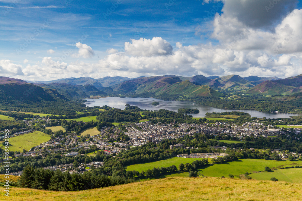 View of Keswick and Derwent Water from Latrigg, Cumbria, UK