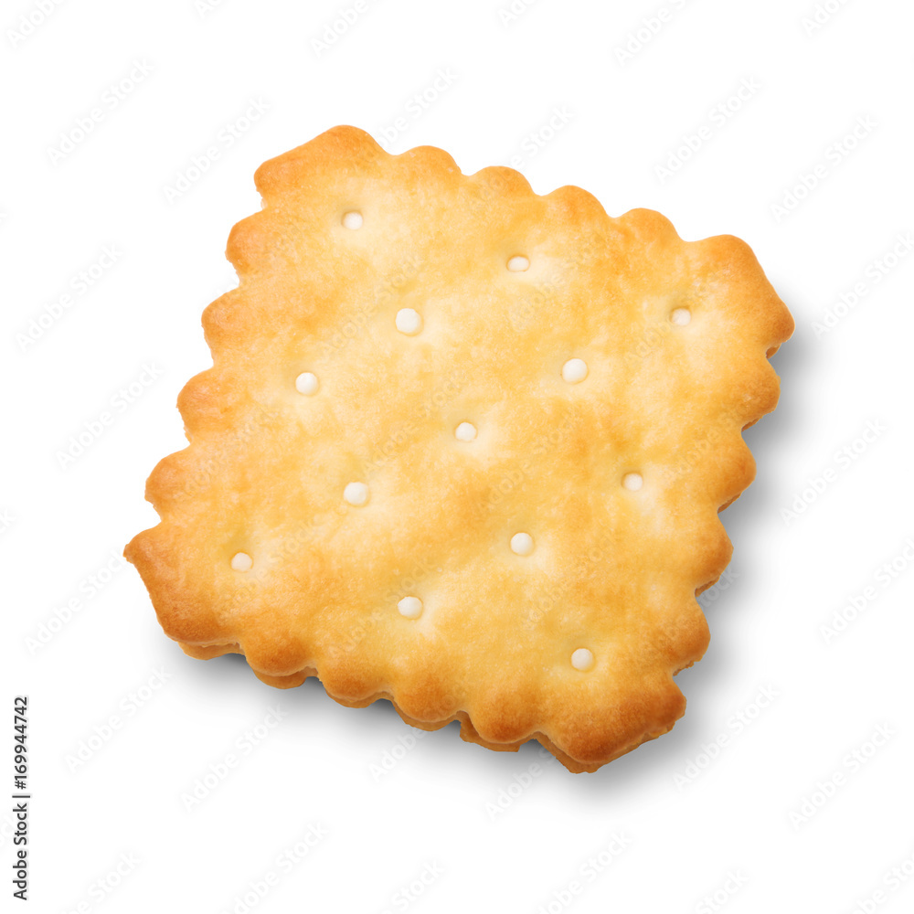 Dry crackers and cream cheese isolate on white with shadow Dry crackers and cream cheese isolate on white with shadow