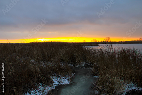 Sunset over the winter river