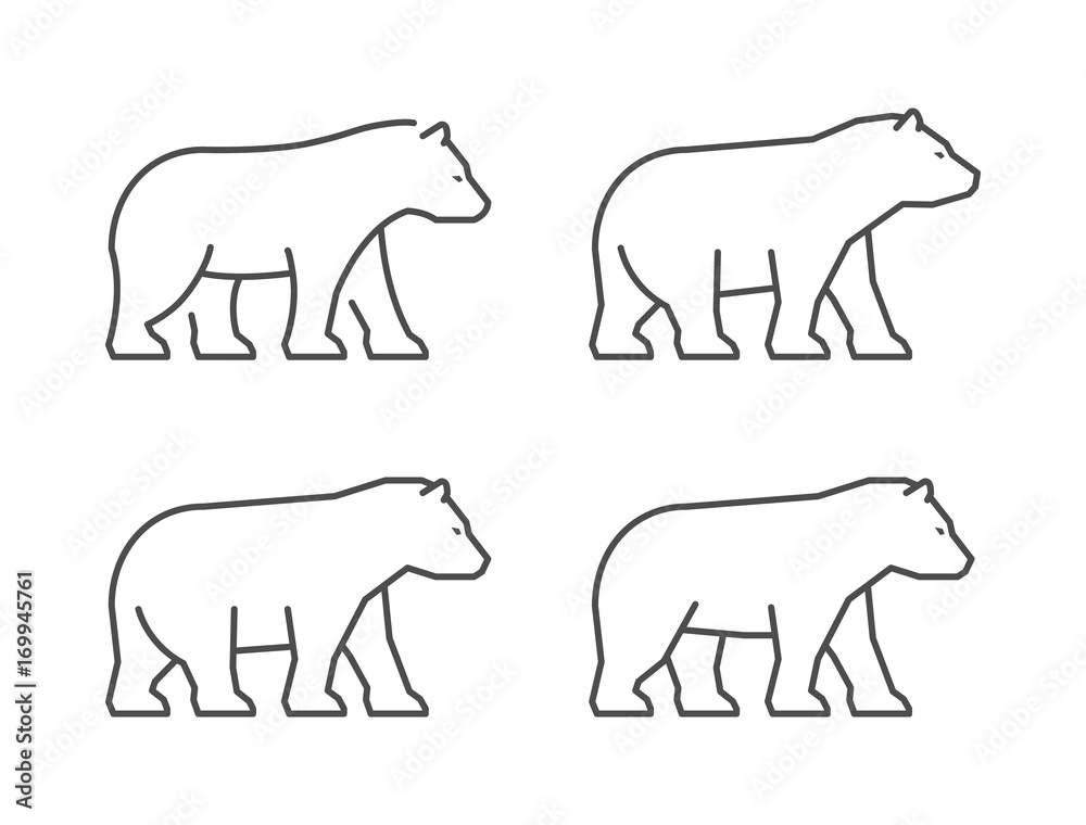Fototapeta premium Vector line icon of bear on white background