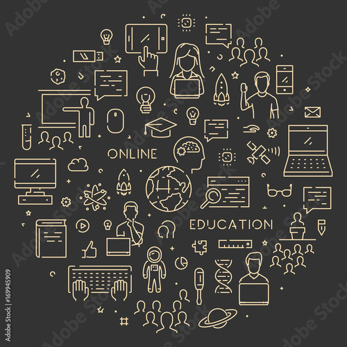 Round line banner for online education