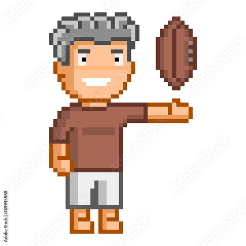 Vector 8-bit pixel art rugby