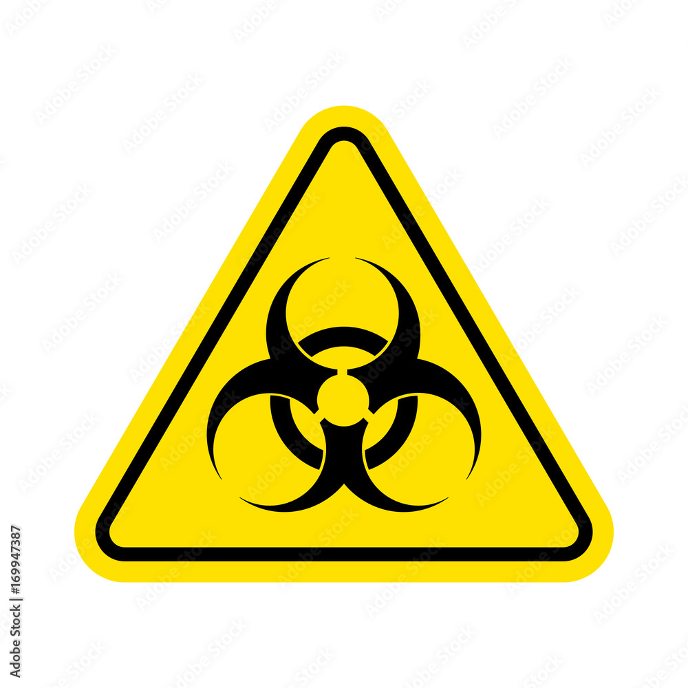 Warning sign of virus. Biohazard icon. Biohazard symbol. isolated on white background. Vector illustration. - obrazy, fototapety, plakaty 