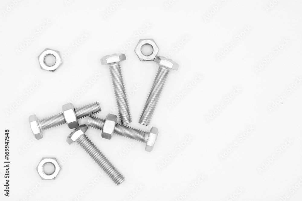 nuts and bolts isolated on white background nuts and bolts isolated on white background