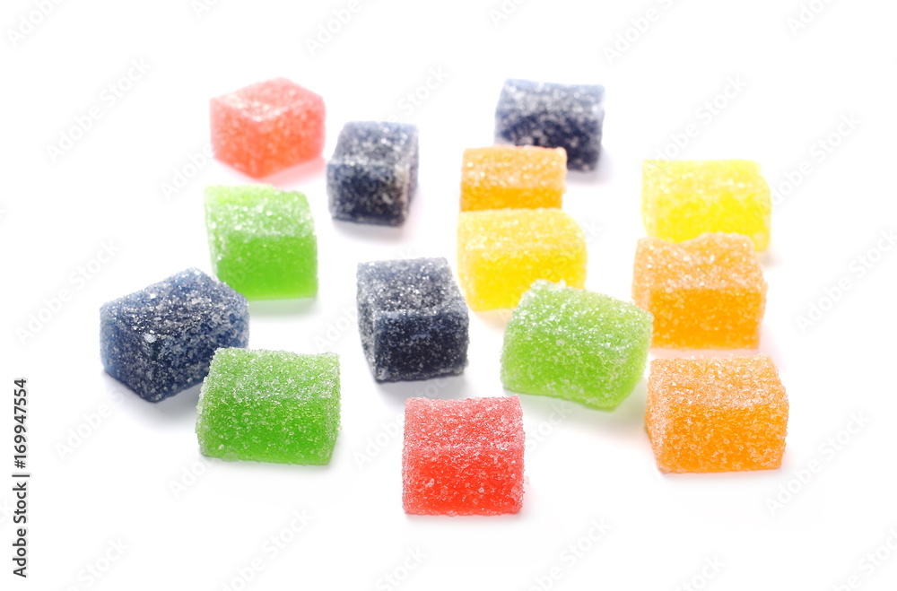 Jelly sugar candies isolated on white background Jelly sugar candies isolated on white background