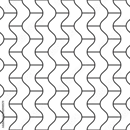 Stylish wavy brick background. Seamless vector pattern