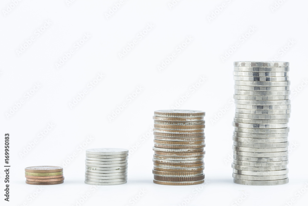Coin sort concept idea isolated on white background. Coin sort concept idea isolated on white background.