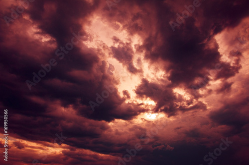 dramatic sky with imressive illumination  before storm