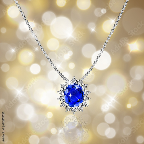 Golden necklace with ruby and diamonds
