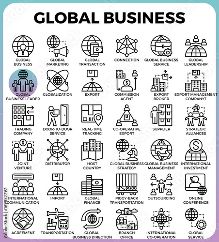 Global business concept icons