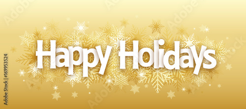 "HAPPY HOLIDAYS" Overlapping Letters Vector Icon on Snowflake Background