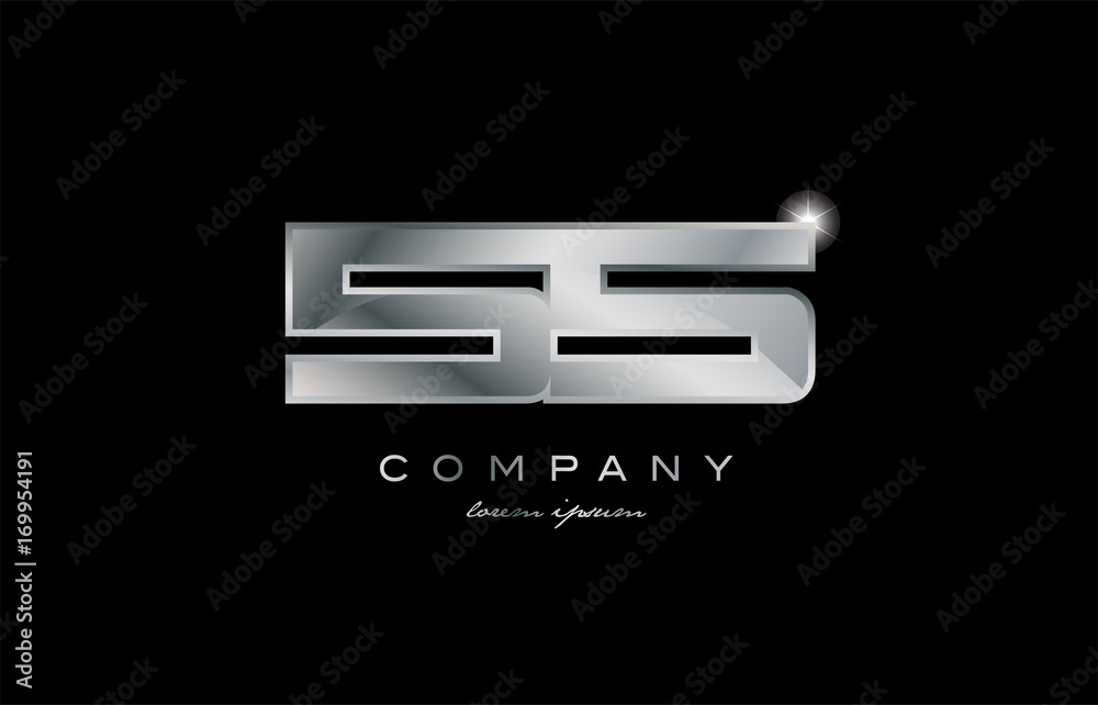 55 silver metal number company design logo 55 silver metal number company design logo