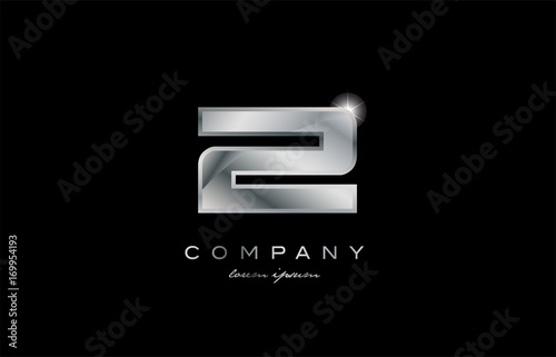 2 silver metal number company design logo
