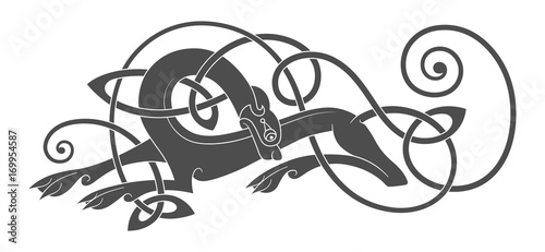 Ancient celtic mythological symbol of wolf, dog, beast.