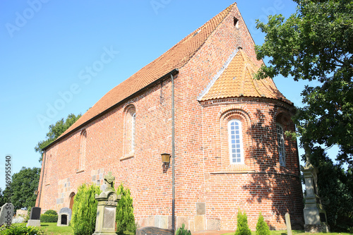Historic church in Wiefels, Ostfriesland, Lower Saxony, Germany