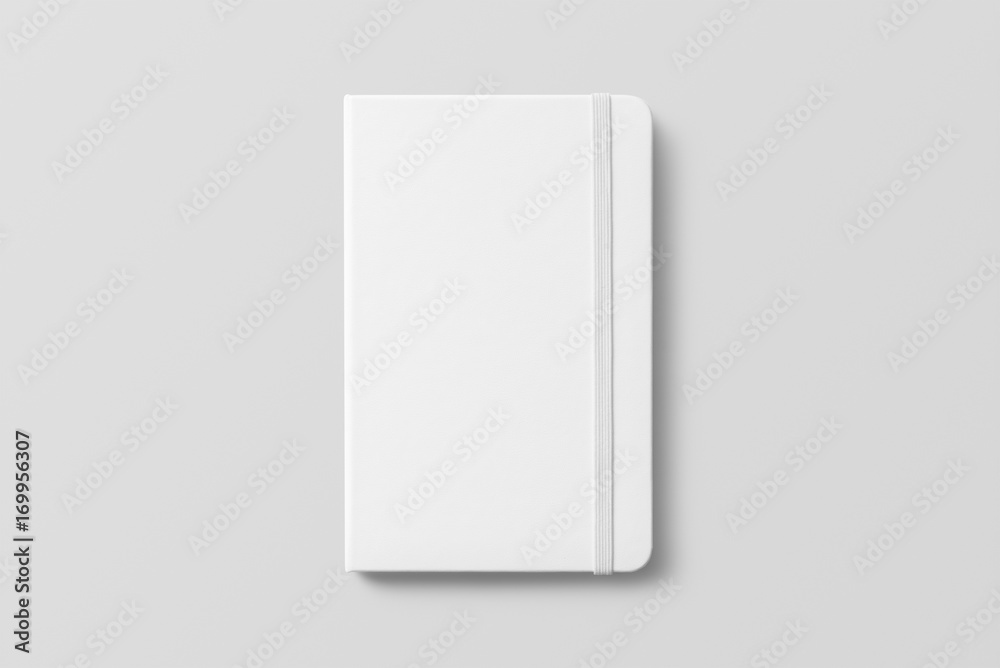 Blank photorealistic notebook mockup on light grey background. Blank photorealistic notebook mockup on light grey background.