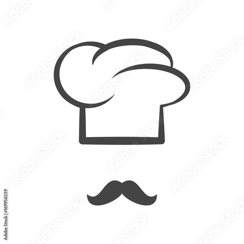 Chef cap with mustache isolated logotype icon