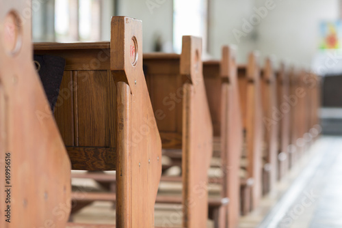 Εκτύπωση καμβά Pews in an old church.