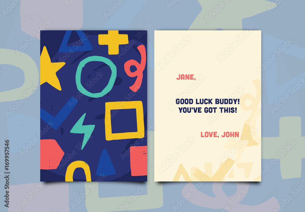 Colorful Shapes Greeting Card Layout Stock Template | Adobe Stock