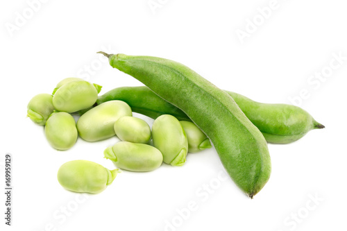 Green soybeans isolated on white background.
