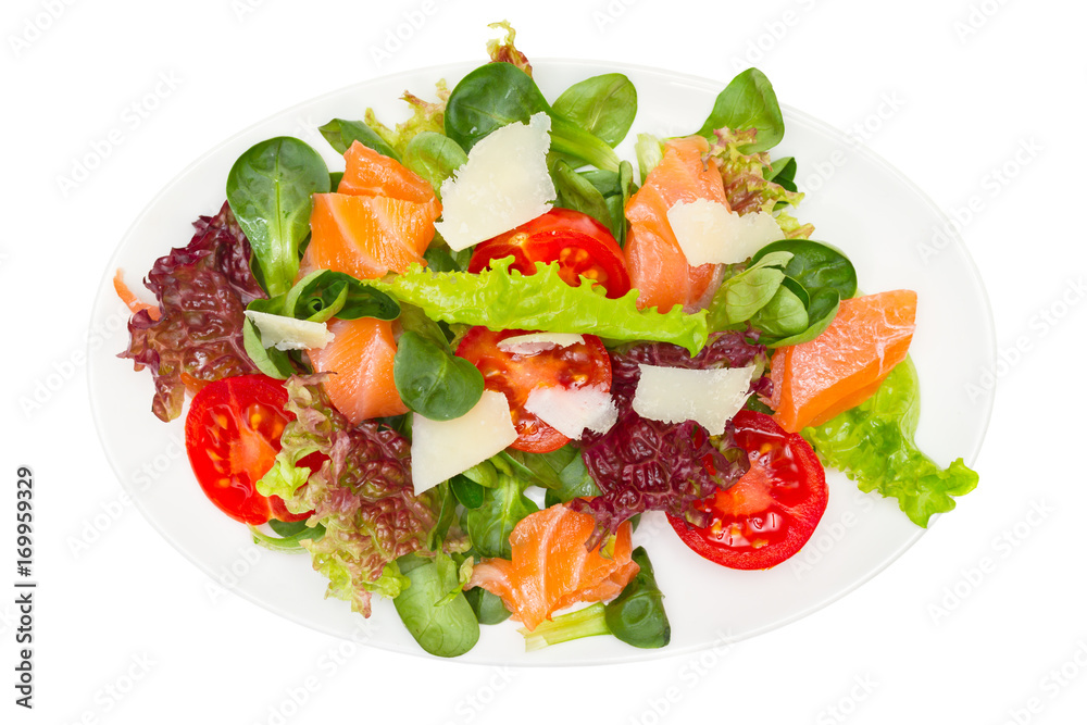 Salad from fresh vegetables with salmon Salad from fresh vegetables with salmon