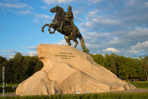 Monument to Peter the Great - Bronze Horseman  1782  close-up on the August evening. Saint-Petersburg  Russia