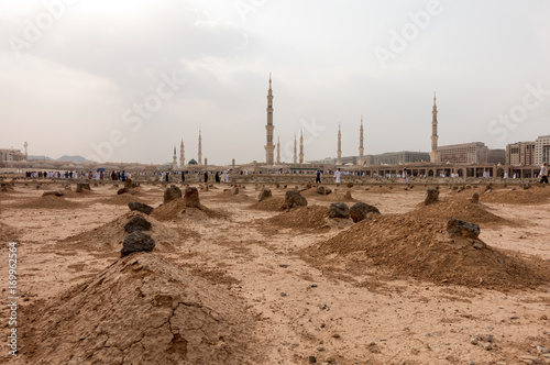Ancient graves in Jannat Al Baqi Cemetery in Medina Saudi Arabia
