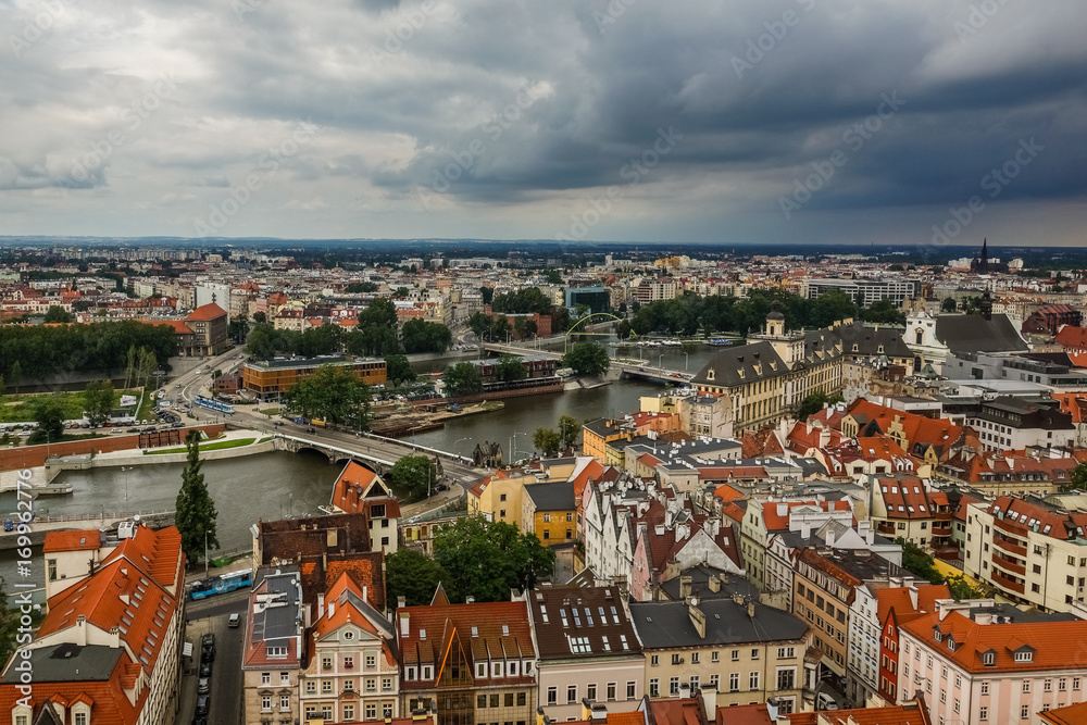 Old town and Odra river in Wroclaw city, Poland