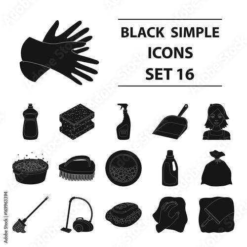 Cleaning set icons in black style. Big collection of cleaning vector symbol stock illustration