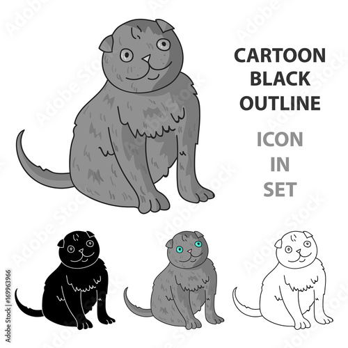 Scottish Fold icon in cartoon style isolated on white background. Cat breeds symbol stock vector illustration.