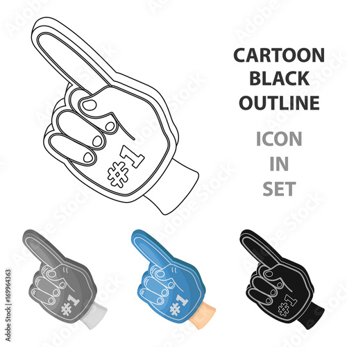 Number one is the fan's glove.Fans single icon in cartoon style vector symbol stock illustration.