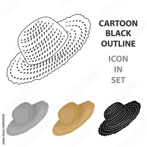Straw hat for gardener. Headpiece for protection of the sun.Farm and gardening single icon in cartoon style vector symbol stock illustration.