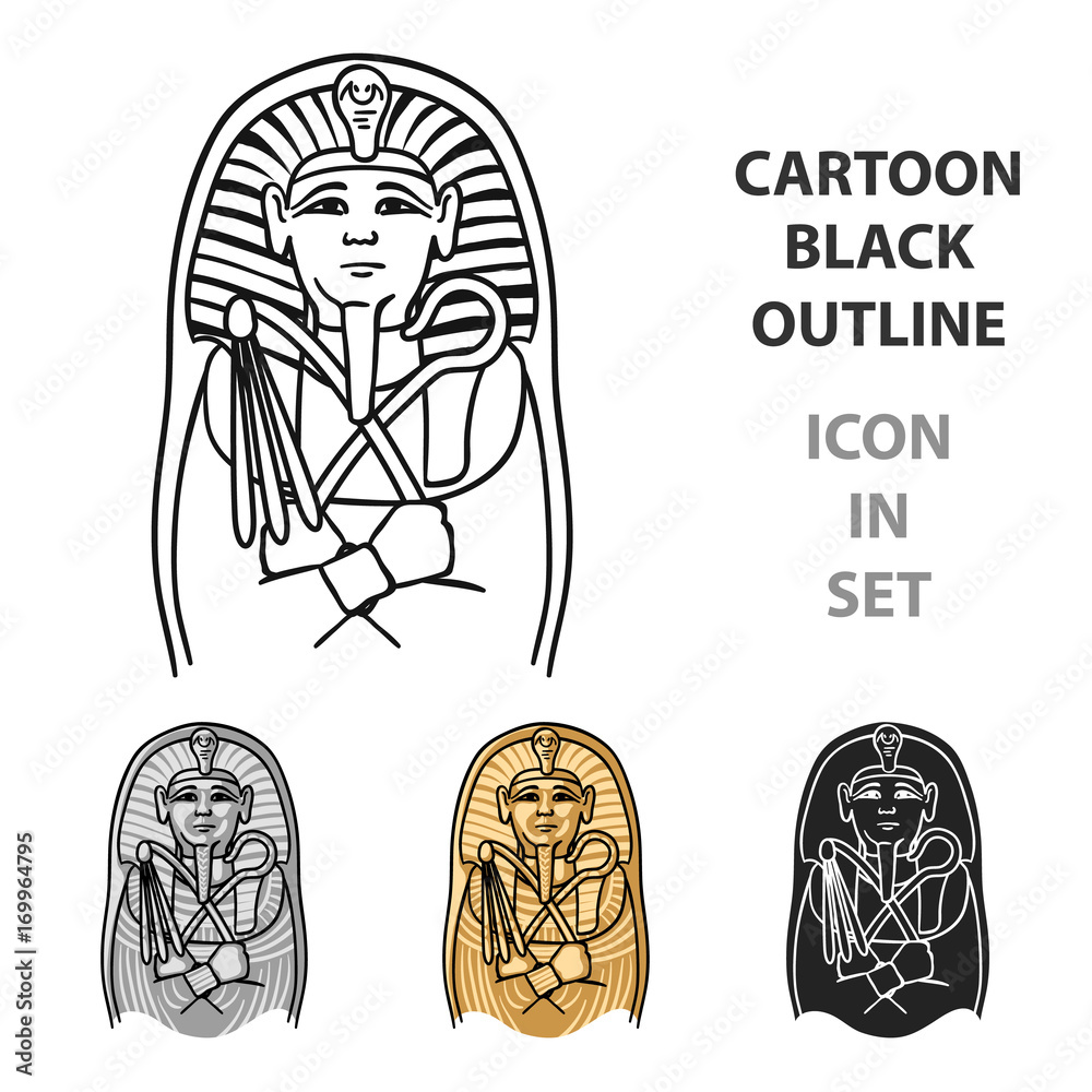 Egyptian pharaoh sarcophagus icon in cartoon style isolated on white ...