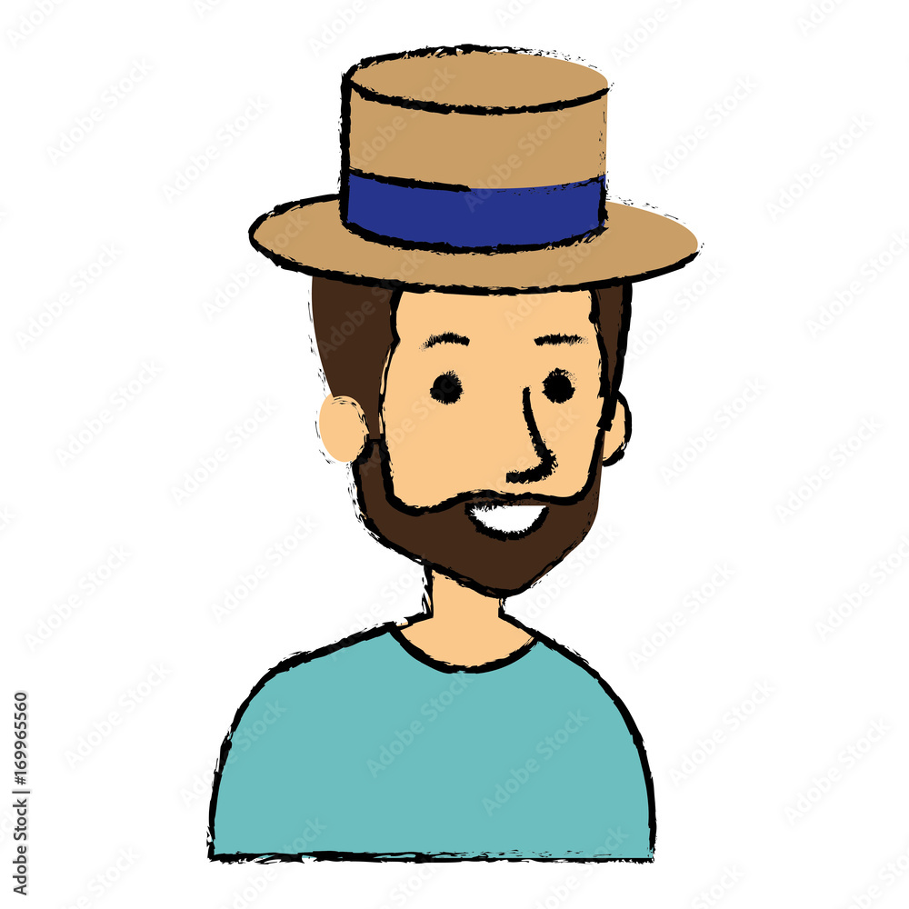 young man with hat avatar character vector illustration design