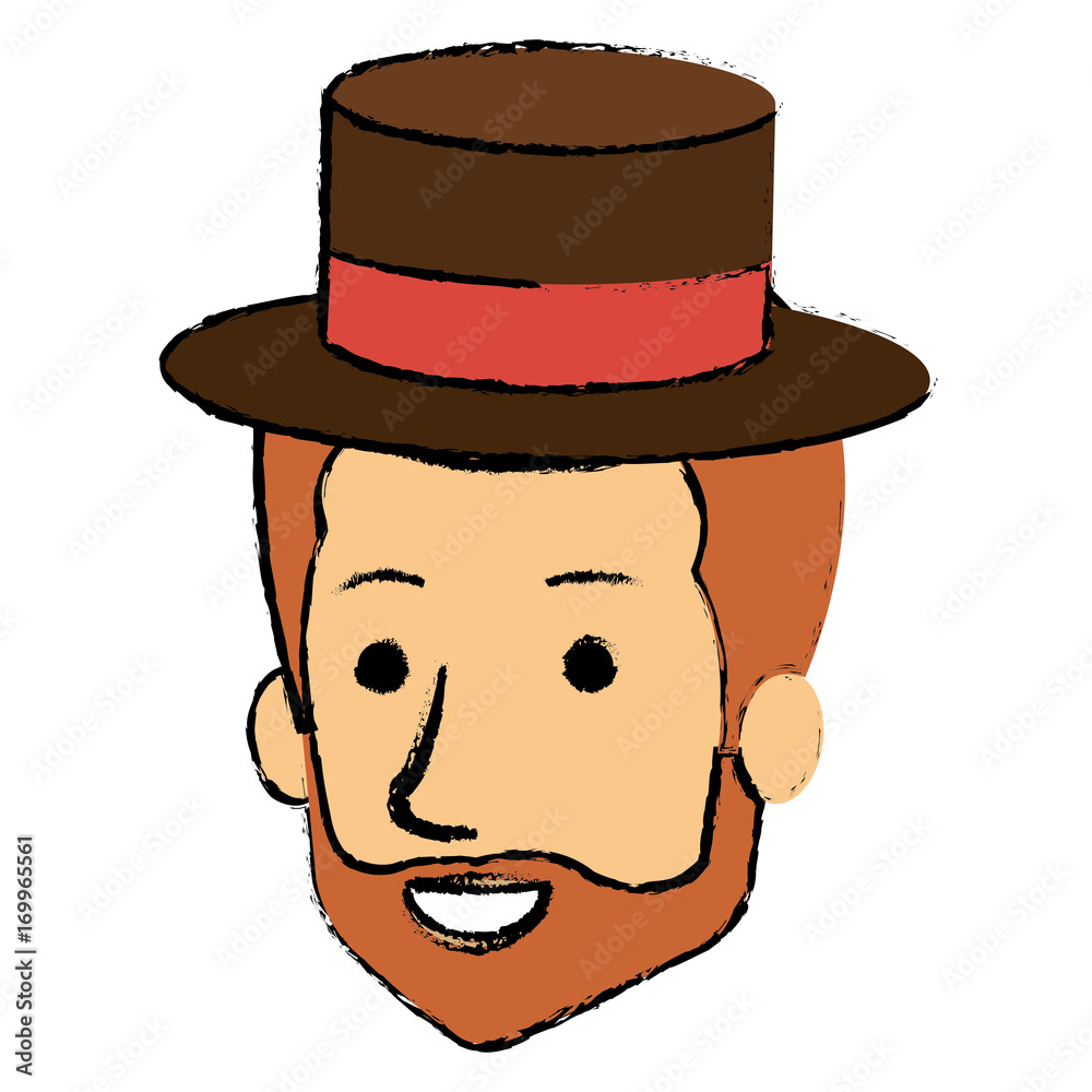 young man head with hat avatar character vector illustration design