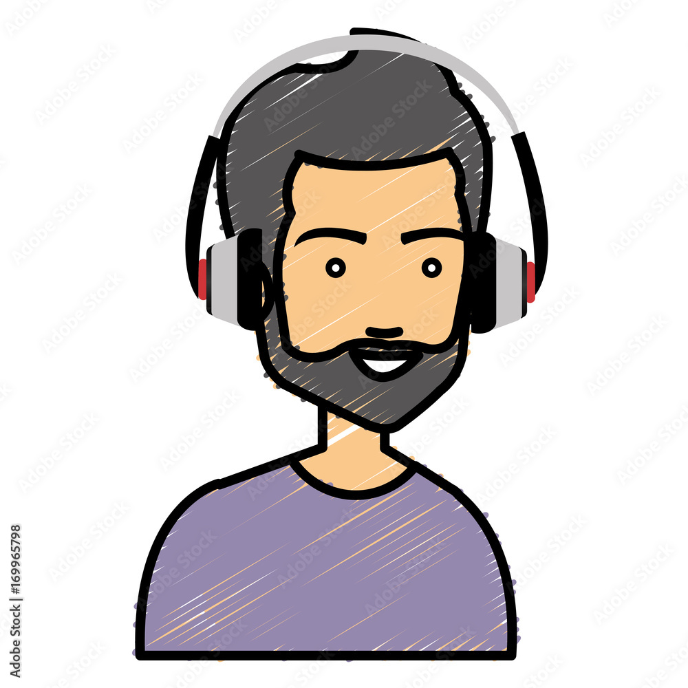 young man with earphones avatar character vector illustration design young man with earphones avatar character vector illustration design