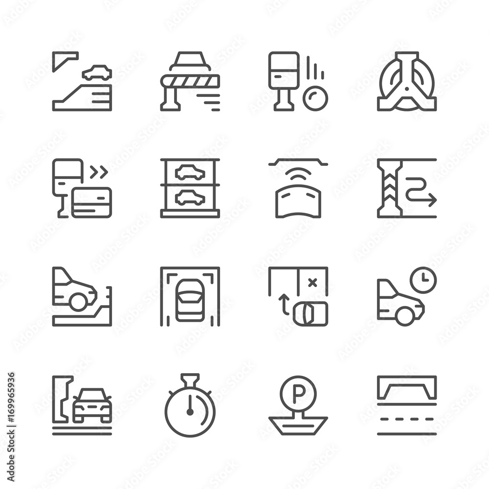 Set line icons of parking