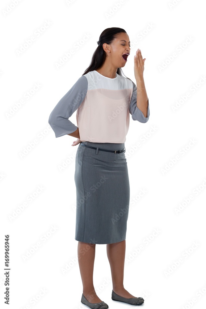 Exhausted businesswoman yawning Exhausted businesswoman yawning