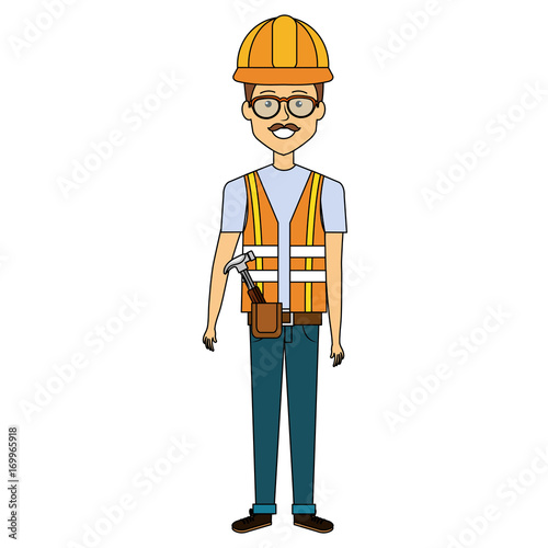 repairman builder avatar character vector illustration design