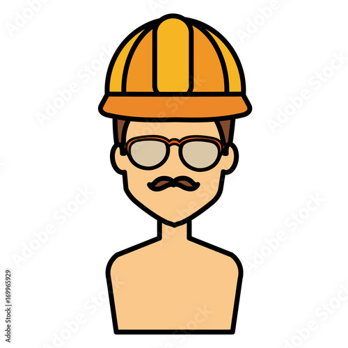 repairman builder shirtless avatar character vector illustration design