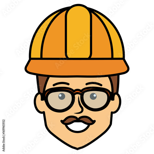 repairman builder head avatar character vector illustration design
