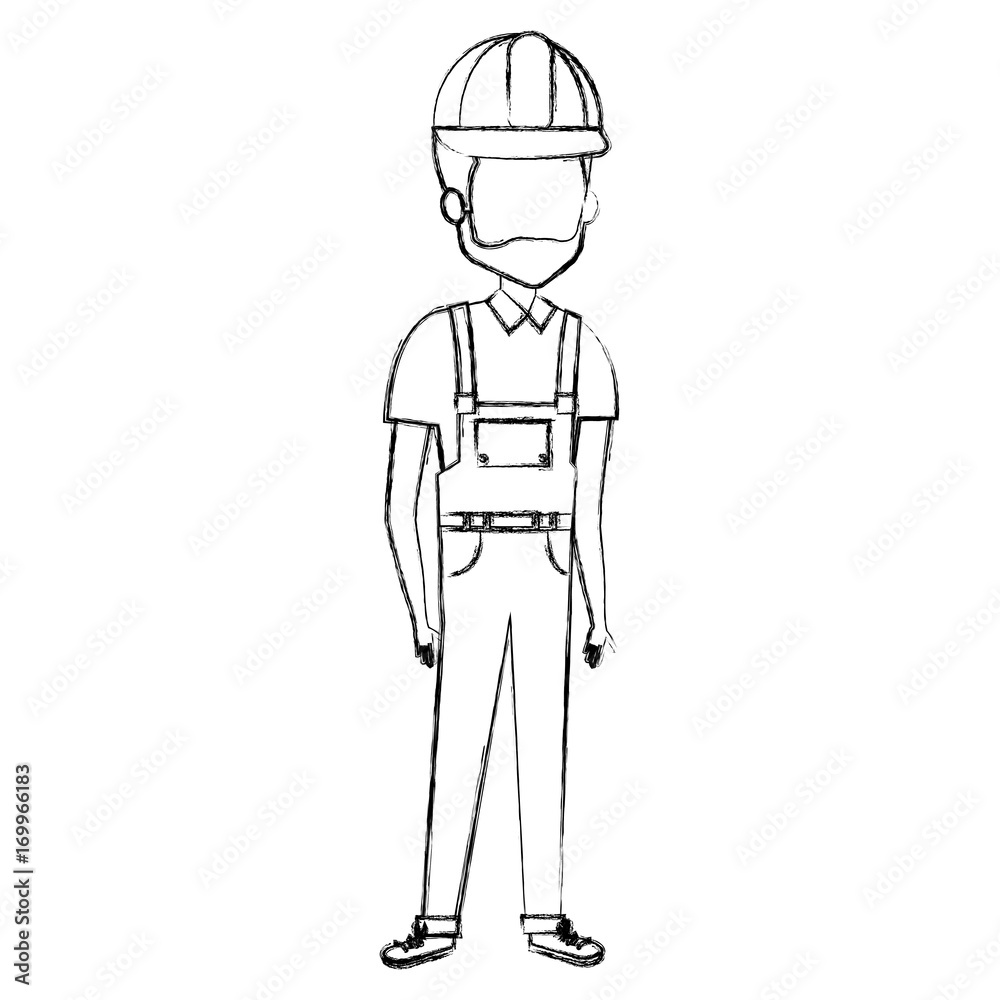 repairman builder avatar character vector illustration design