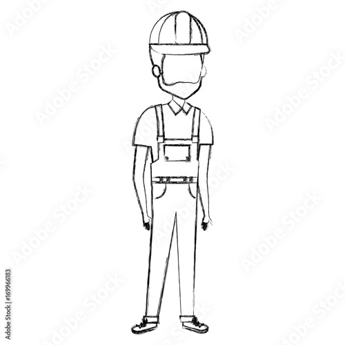 repairman builder avatar character vector illustration design